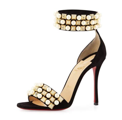 christian louboutin tudor studded red sole d orsay sandal black|louboutin shoes official website.